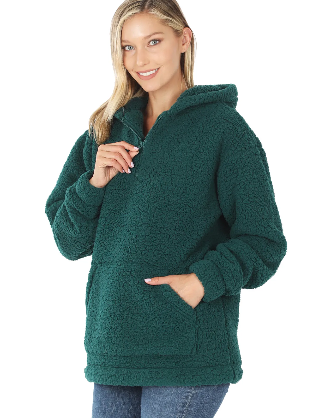 Fleece Sherpa Hooded Pullover (FWT1308)