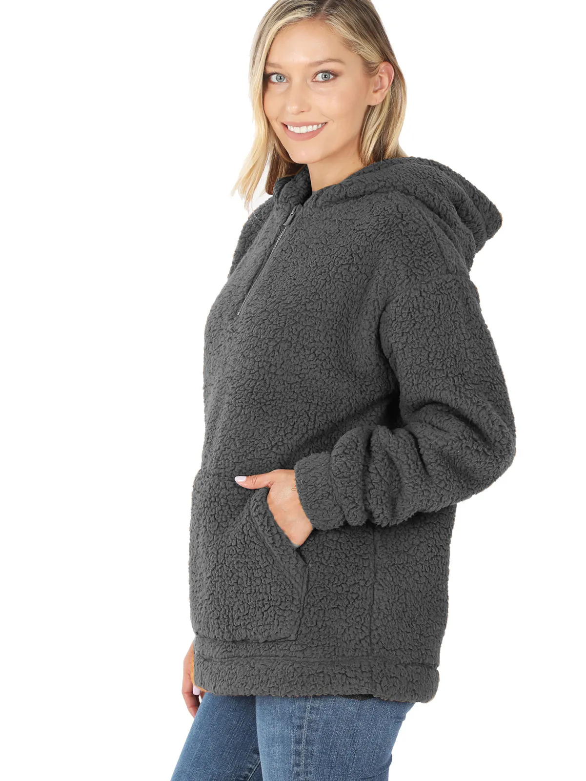 Fleece Sherpa Hooded Pullover (FWT1308)