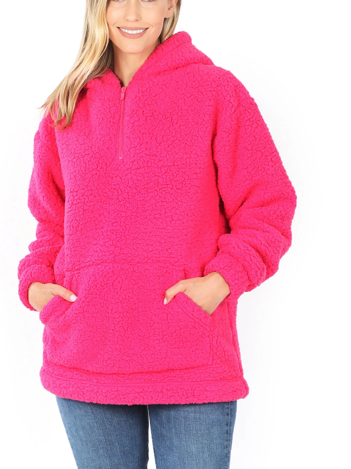 Fleece Sherpa Hooded Pullover (FWT1308)