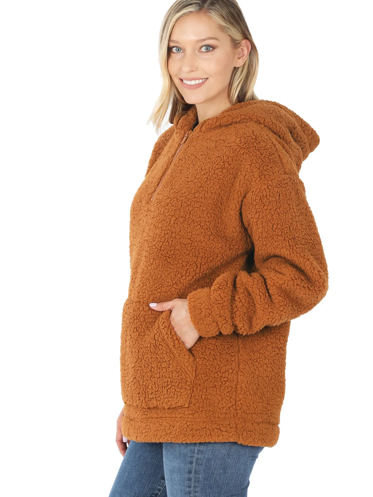 Fleece Sherpa Hooded Pullover (FWT1308)