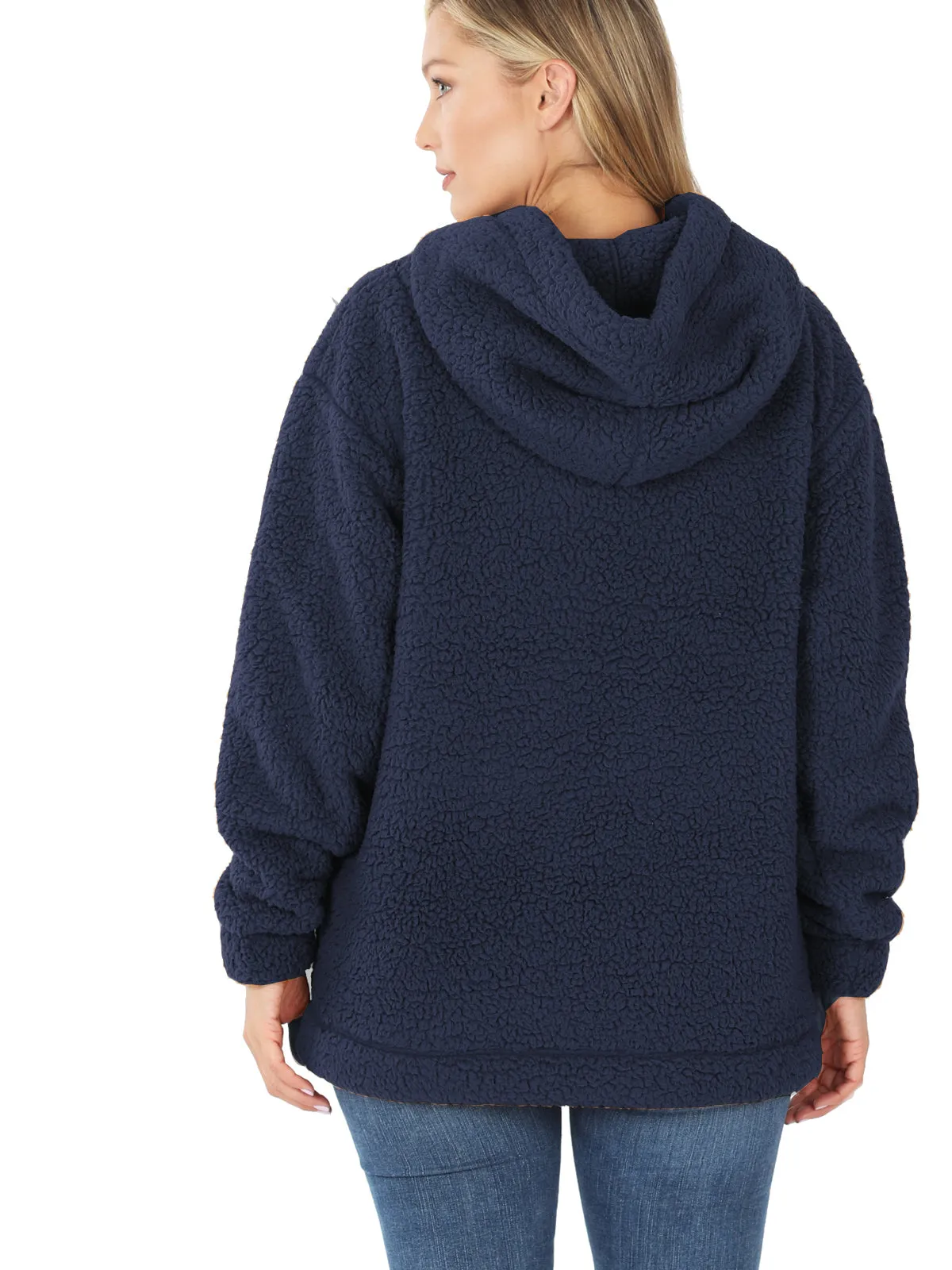 Fleece Sherpa Hooded Pullover (FWT1308)