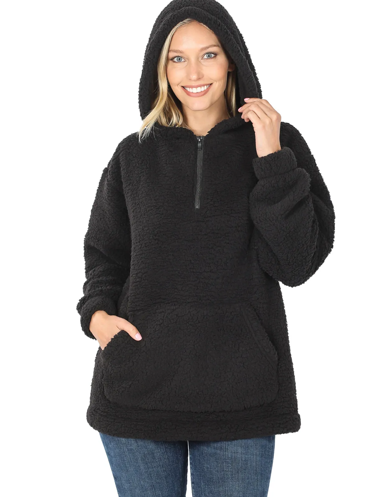 Fleece Sherpa Hooded Pullover (FWT1308)