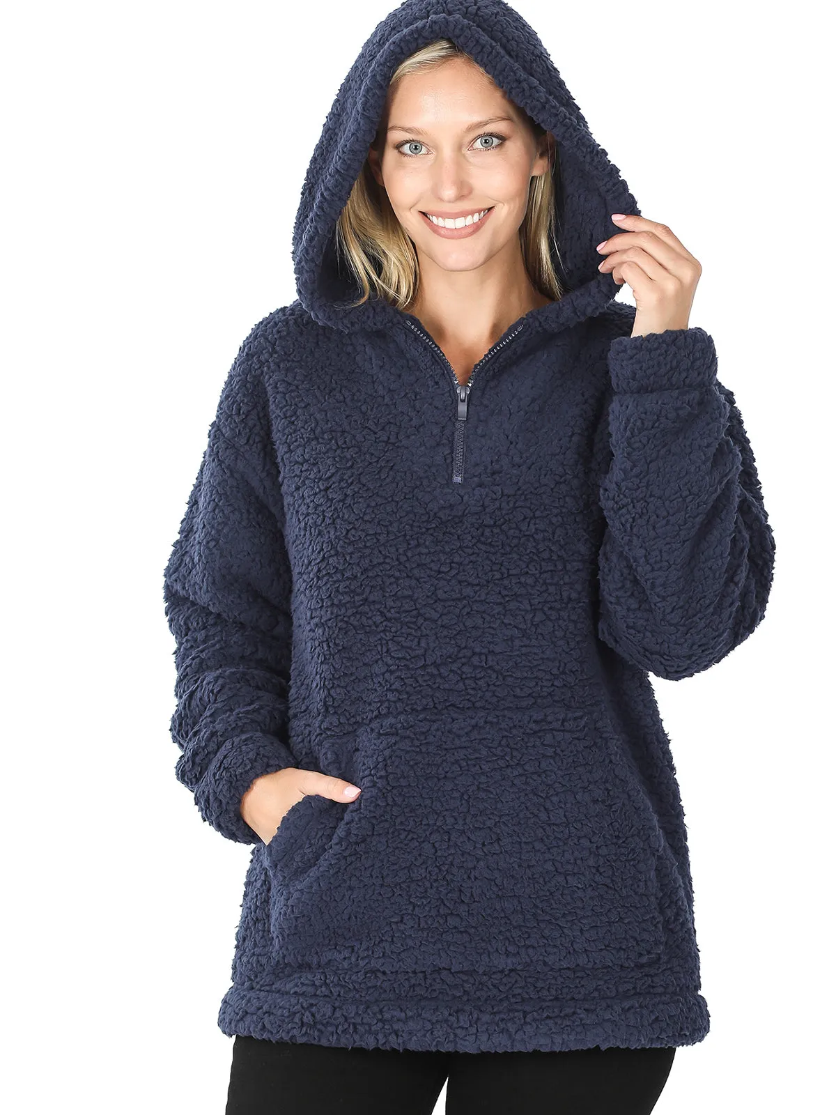 Fleece Sherpa Hooded Pullover (FWT1308)