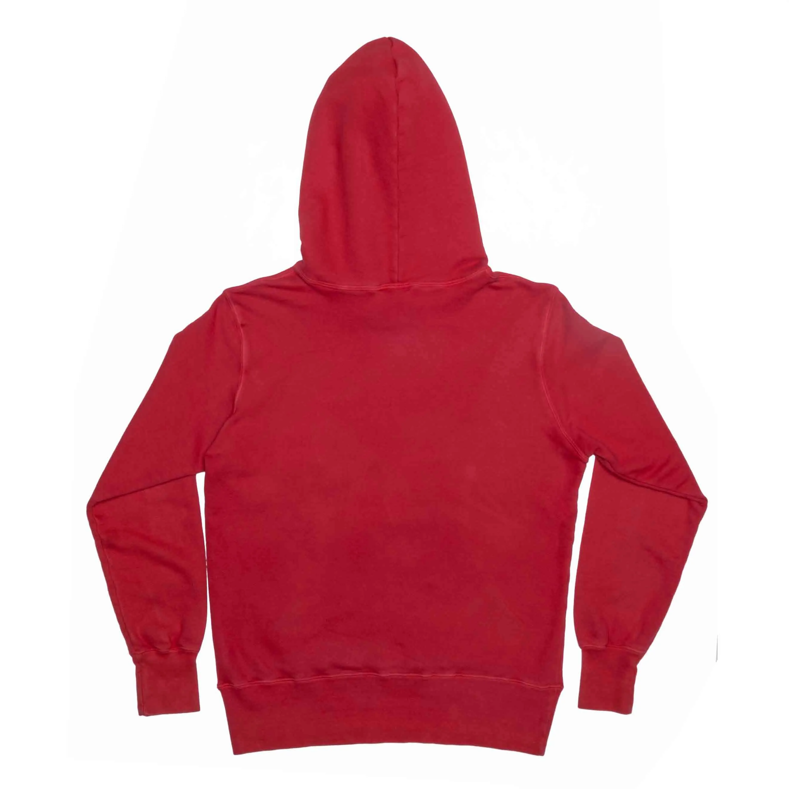 GARMENT DYED ORGANIC COTTON HOODED SWEATSHIRT - RED