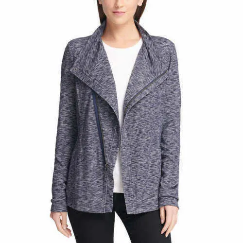 G.H.Bass Ladies' Knit Zip Cardigan Navy Combo