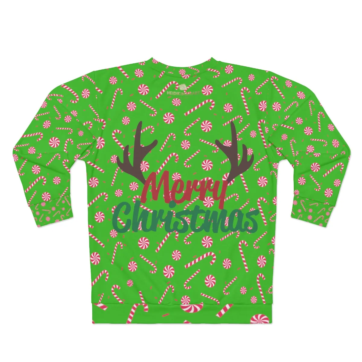 Green Santa Ugly Christmas Sweatshirt, Green Santa Claus Red Candy Cane Christmas Holiday Unisex Sweatshirt -Made in USA