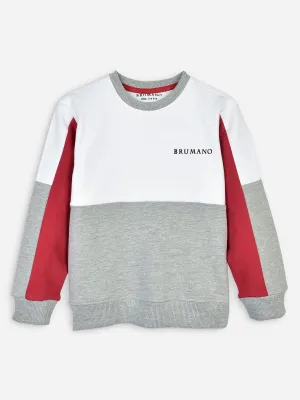 Grey & White Contrasting Sleeves Casual Sweatshirt