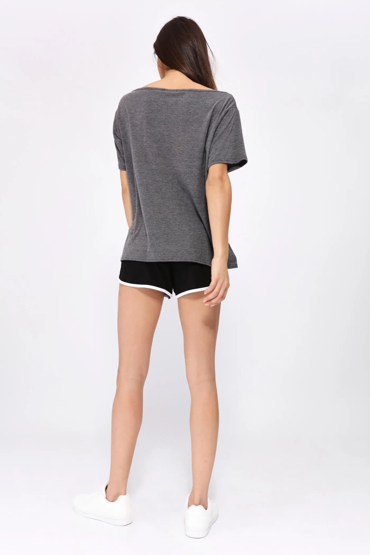 Grey/Dark Off Shoulder Slouchy Tshirt