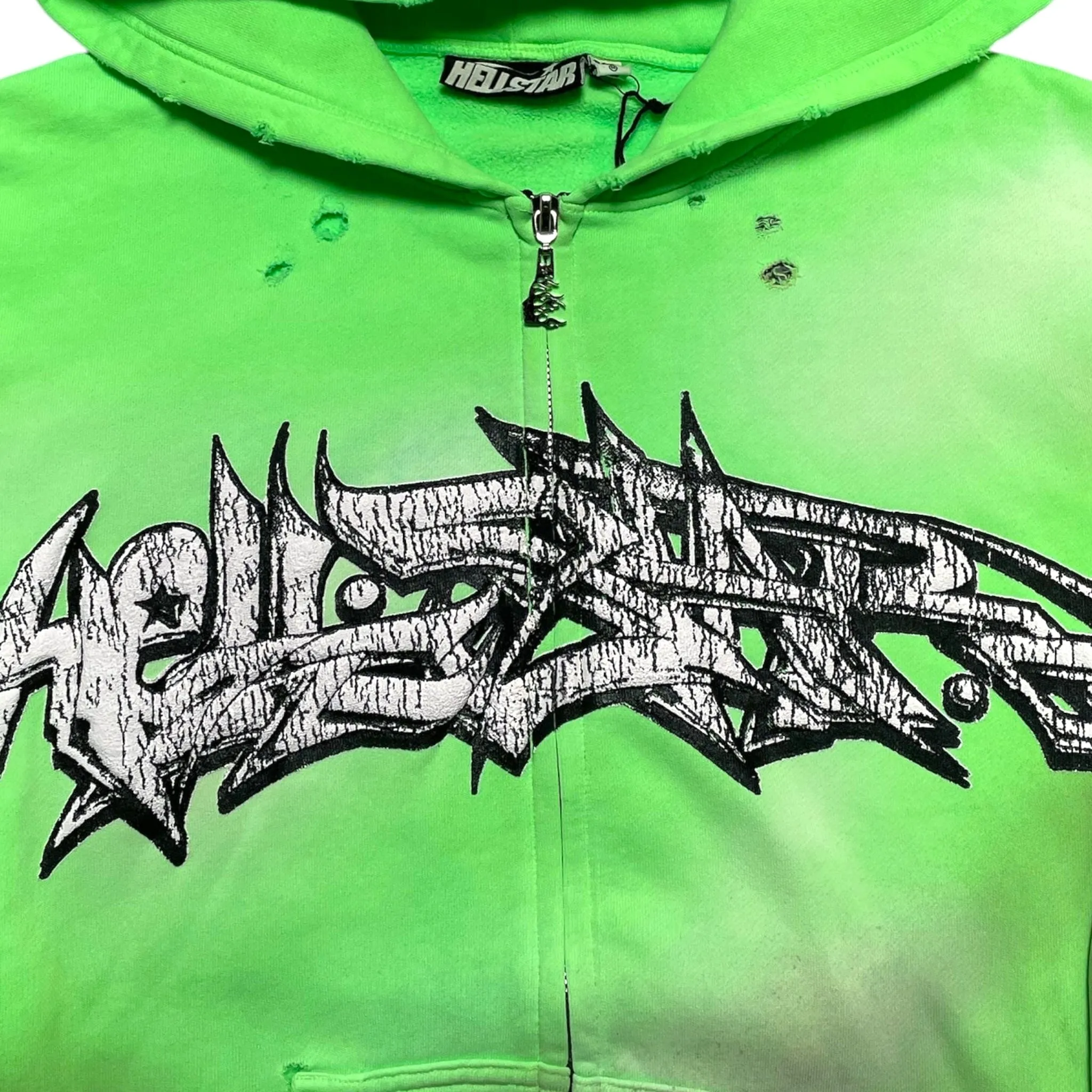 Hellstar Studios Graffiti Zip Up Hooded Sweatshirt Green