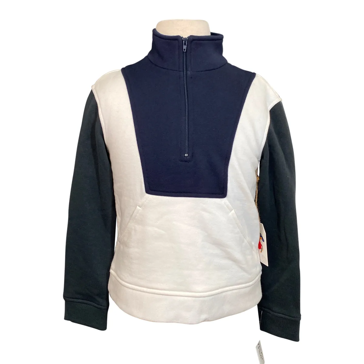 Hippique Kids 1/2 Zip Pullover Sweatshirt in Navy/White/Green - Children's Small