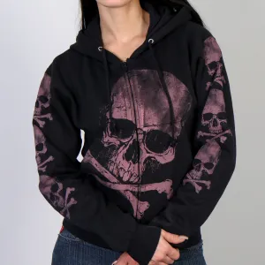 Hot Leathers GLZ4324 Ladies ‘Skull and Crossbones' Jumbo Print Ladies Hooded Sweatshirt