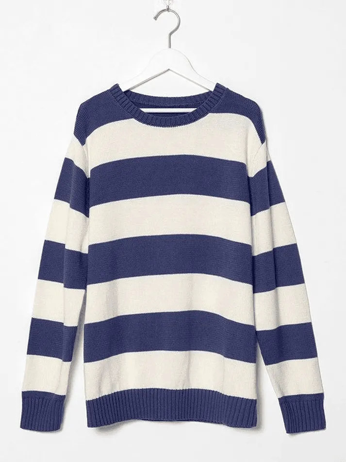 Joskaa Striped Crew Neck Knit Sweater