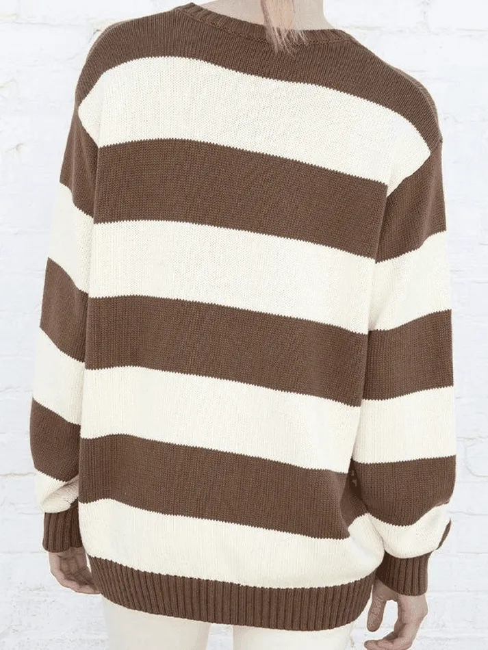 Joskaa Striped Crew Neck Knit Sweater