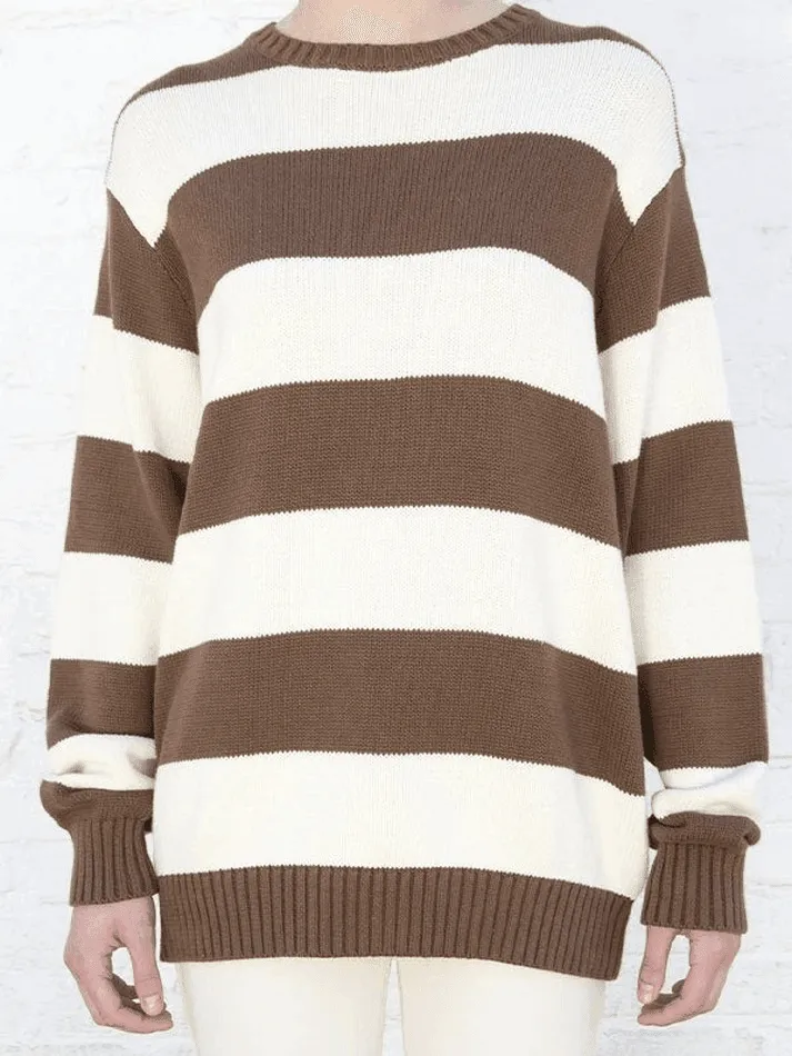 Joskaa Striped Crew Neck Knit Sweater