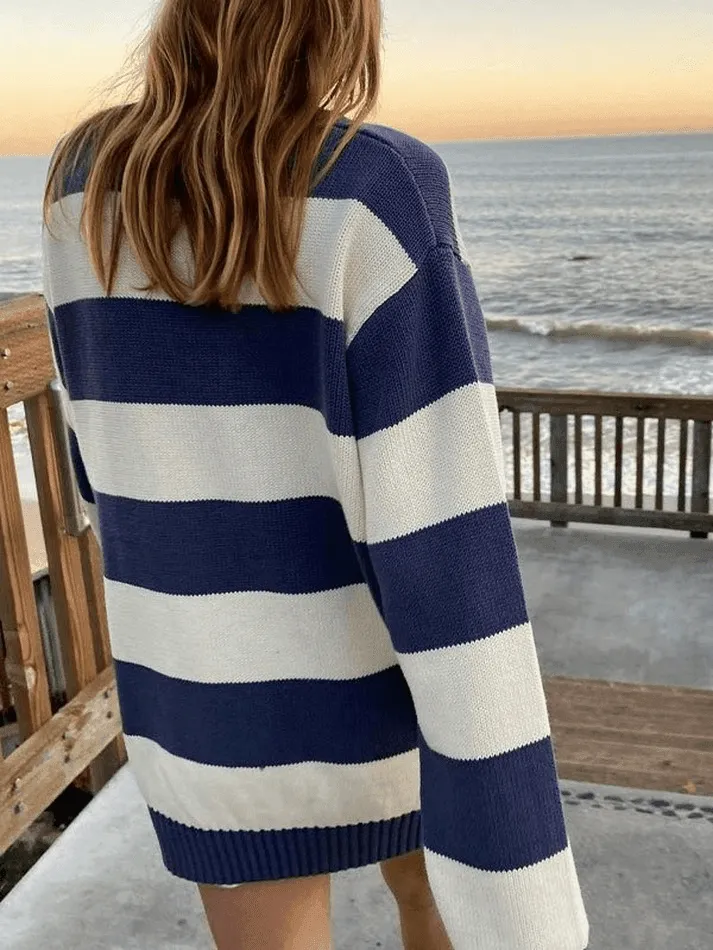 Joskaa Striped Crew Neck Knit Sweater