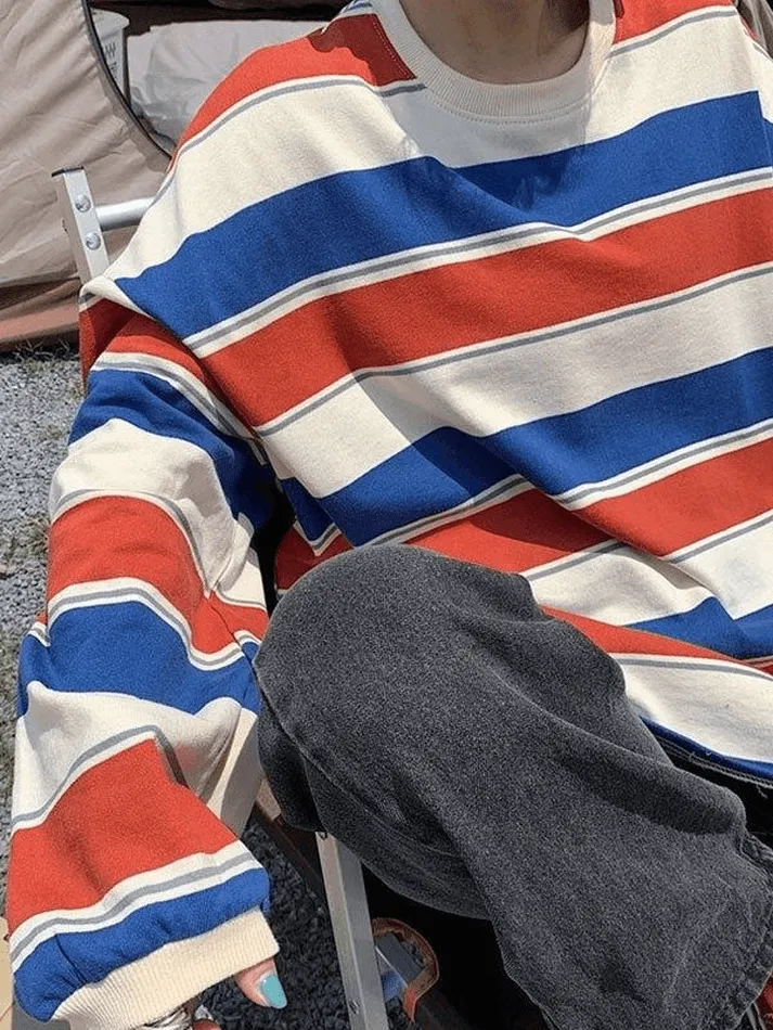 Joskaa Vintage Striped Pullover Sweatshirt