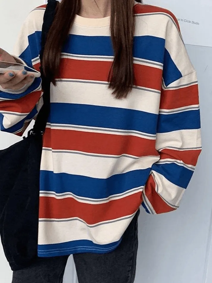 Joskaa Vintage Striped Pullover Sweatshirt