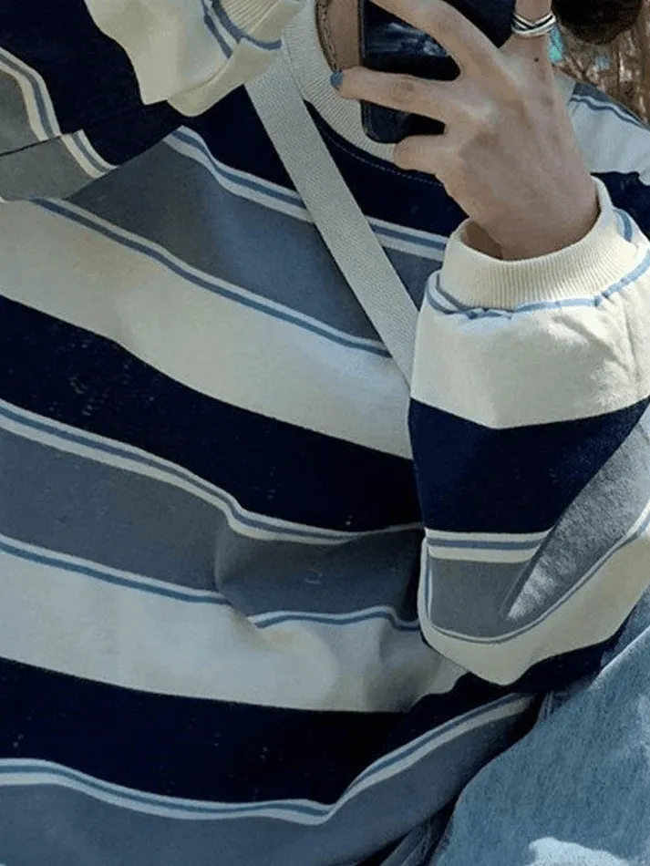 Joskaa Vintage Striped Pullover Sweatshirt