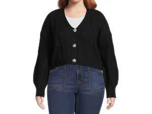 Juniors Plus Size Mixed Knit Cardigan Sweater