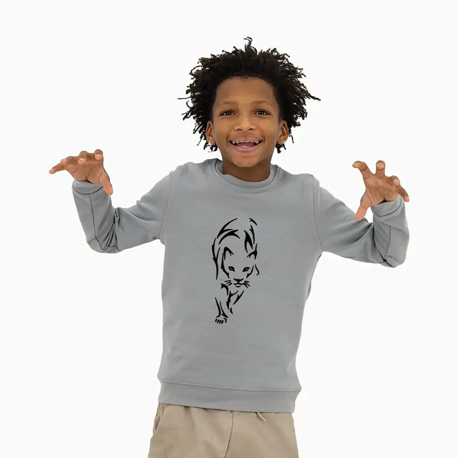 Kid's Black Cat Crew Neck Sweatshirt