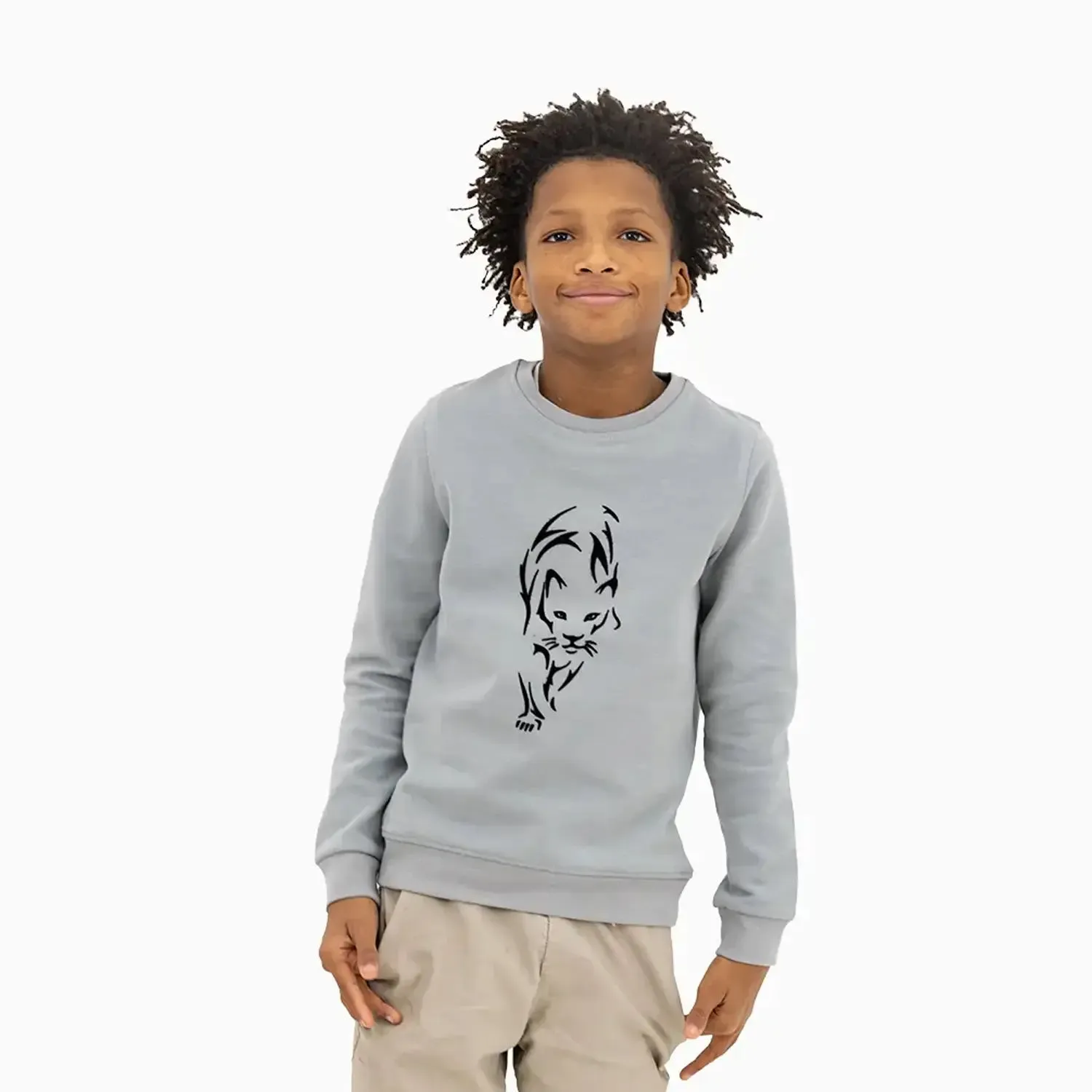 Kid's Black Cat Crew Neck Sweatshirt