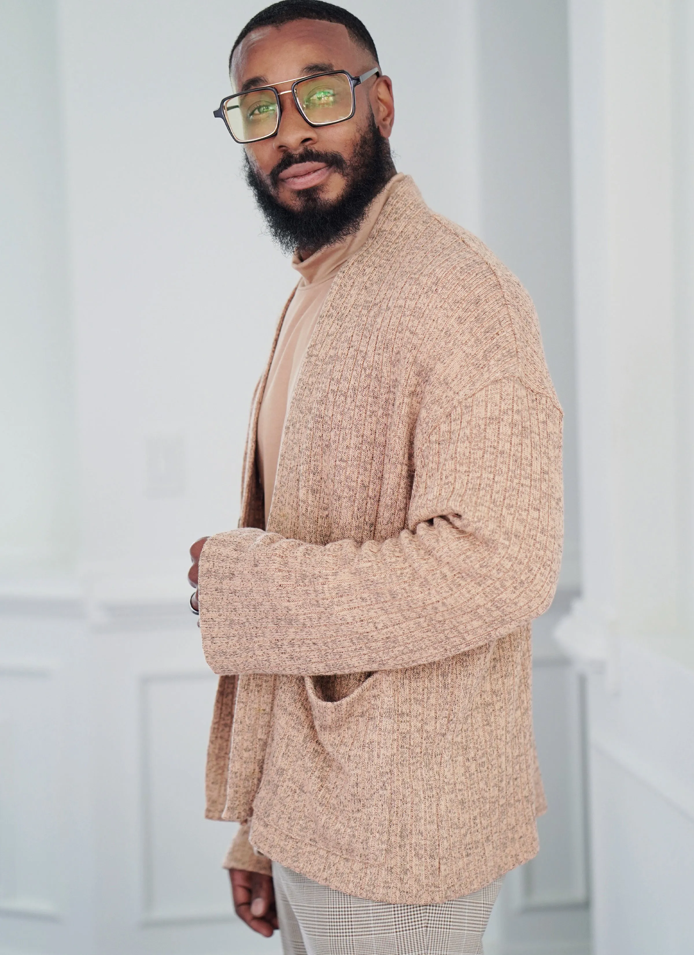 Know Me sewing pattern KM2105 Men's Turtleneck and Cardigan by Norris Dánta Ford