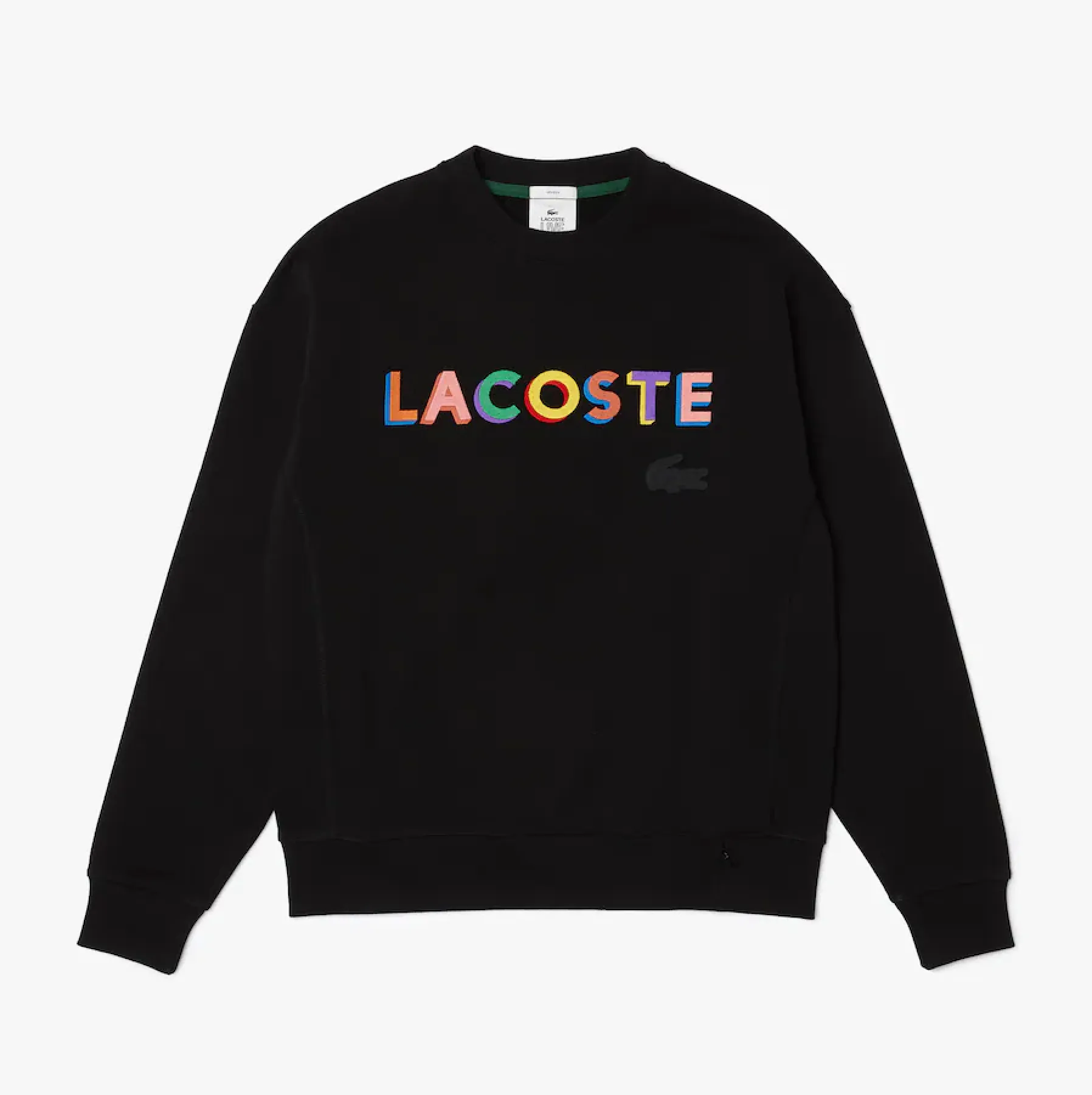 Lacoste Unisex LIVE Loose Fit Embroidered Fleece Sweatshirt (Black)