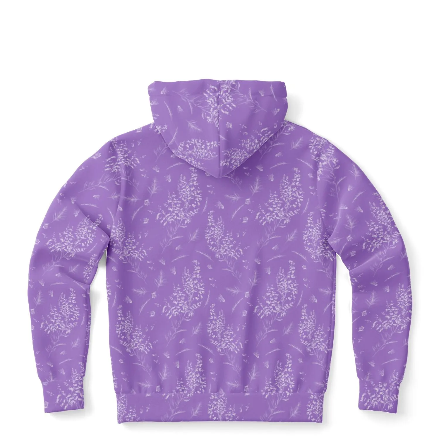 Lavender Zip Up Hoodie, Floral Flowers Purple Front Zipper Pocket Men Women Unisex Adult Aesthetic Graphic Cotton Fleece Hooded Sweatshirt