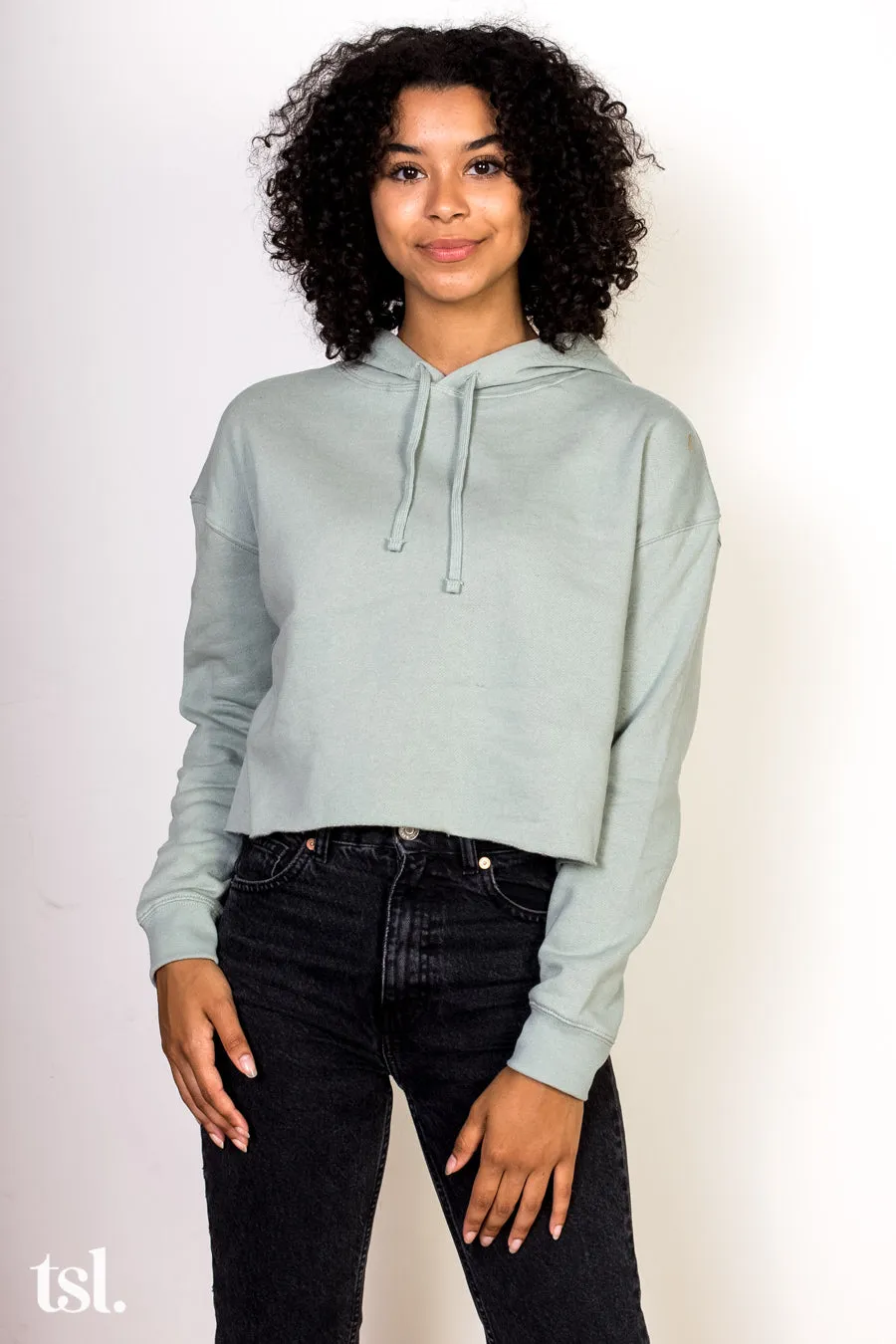 Lightweight Cropped Hooded Sweatshirt