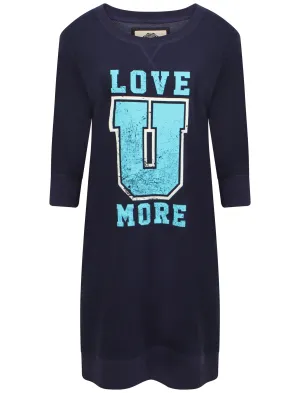 ‘Love U More’ Longline Sweatshirt in Blue - TBOE (Guest Brand)