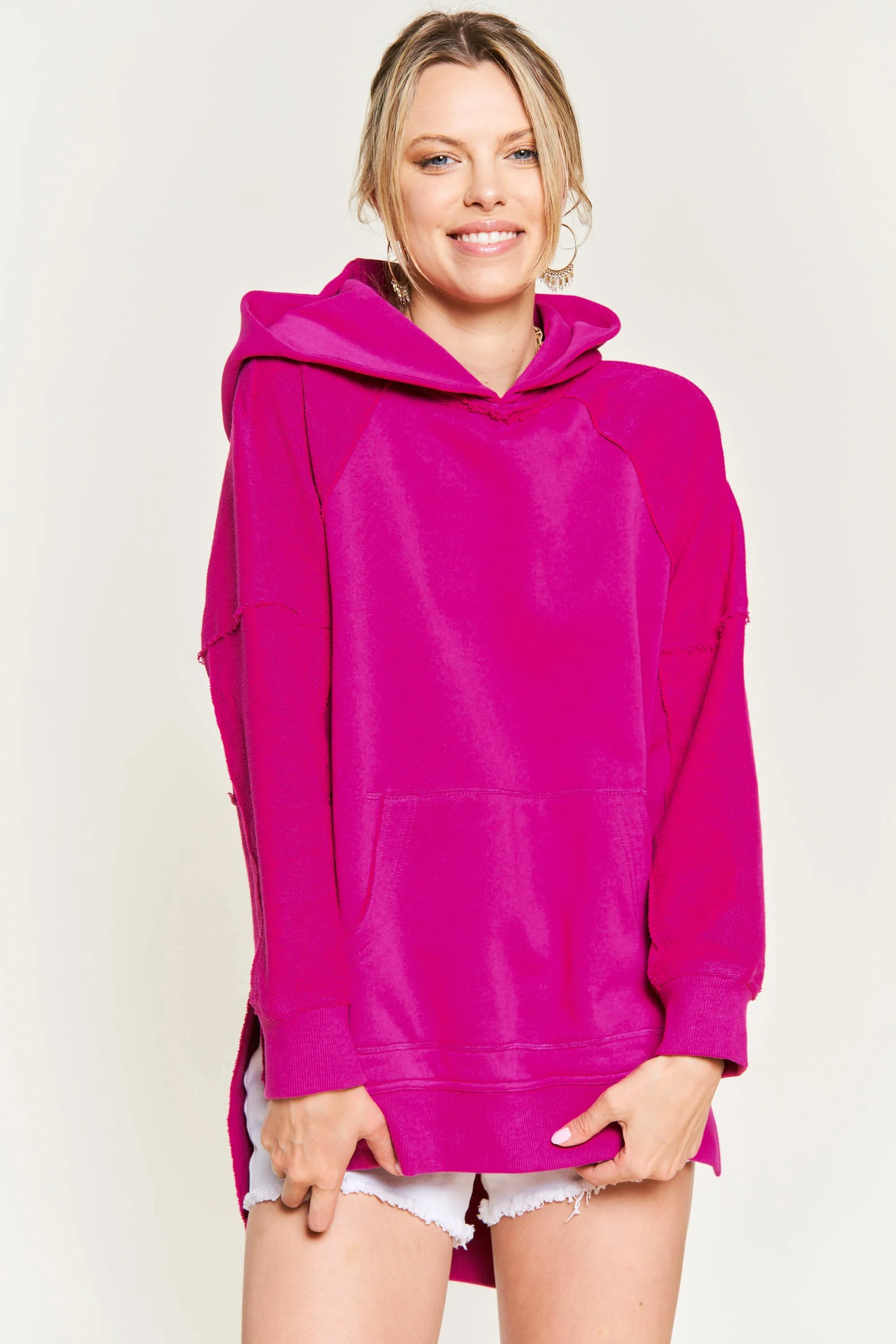 Make Me a Believer Hooded Pullover - Fuchsia