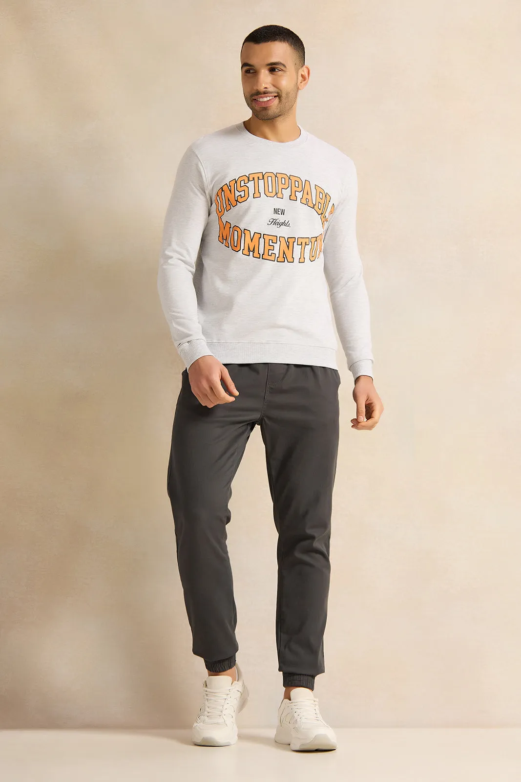 Men Grey Printed Sweatshirt