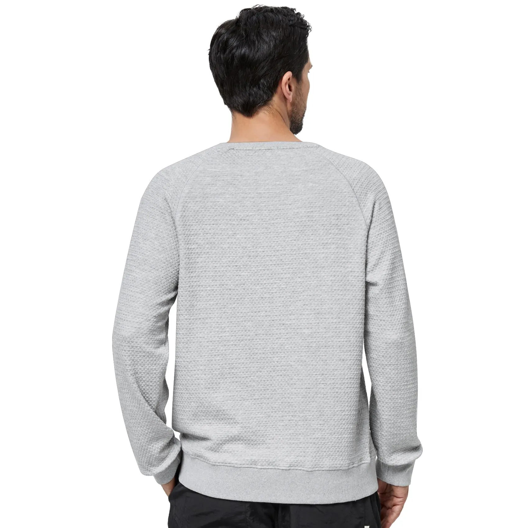 Men's Crewneck Sweatshirt Soild Texture Casual Knitted Pullover Sweater Soft Warm Lightweight Long Sleeve Shirt