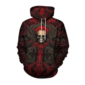 Mens Halloween Black Font Red Skull 3D Print Hoodies