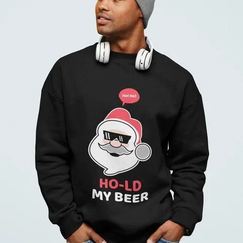 Mens Ho Ho Ho Santa Beer Crewneck Sweatshirt