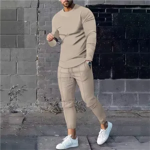 Mens Solid Color Apricot Tracksuit Sets