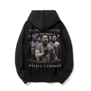 Mens Vintage Robert Whittaker Darkness Style Print Graphic Pullover With Kangaroo Pocket Hoodies