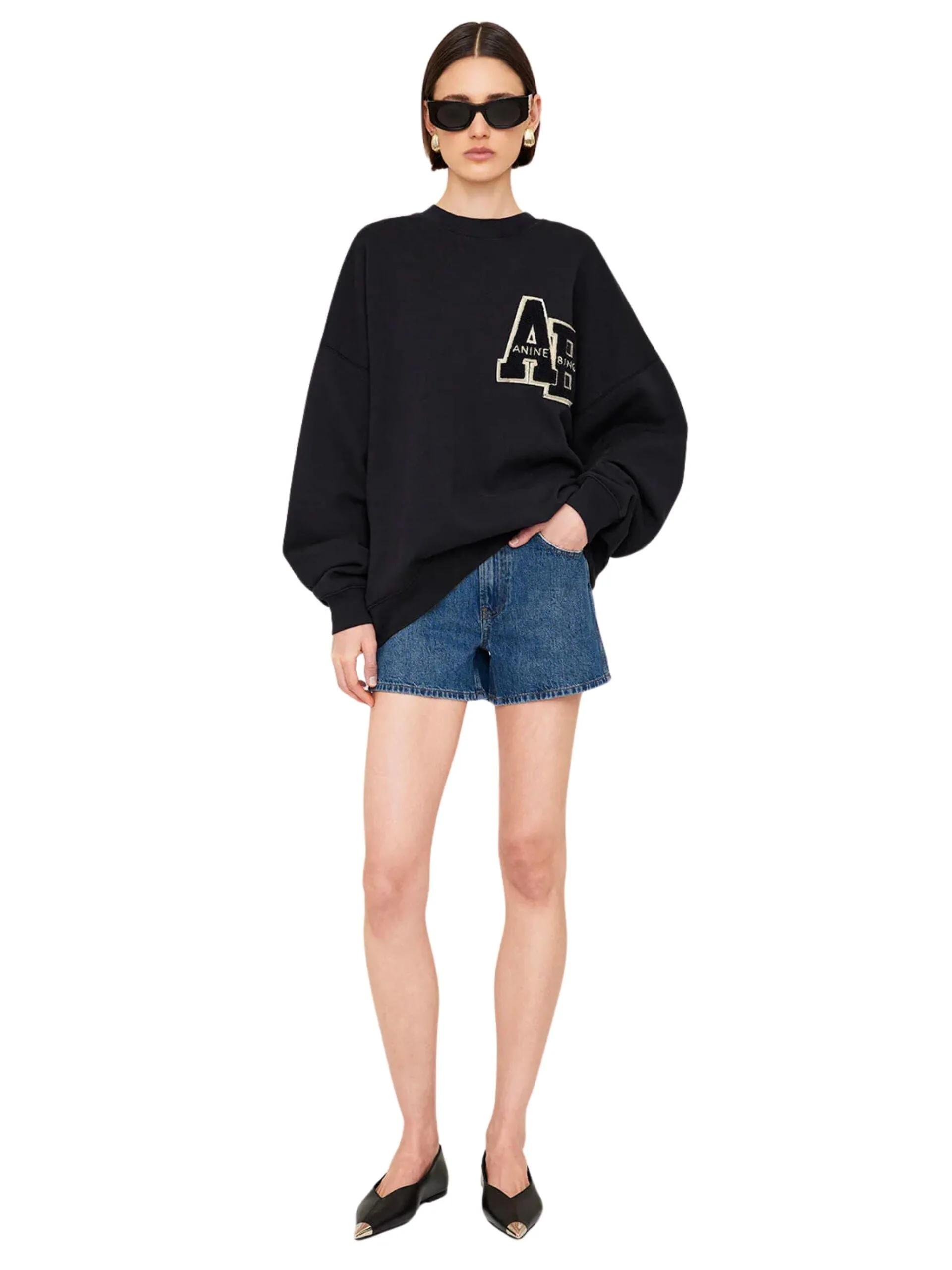 Miles Oversized Sweatshirt Letterman / Black