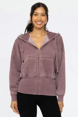 Mono B Dark Plum Zip Up Hoodie - FINAL SALE