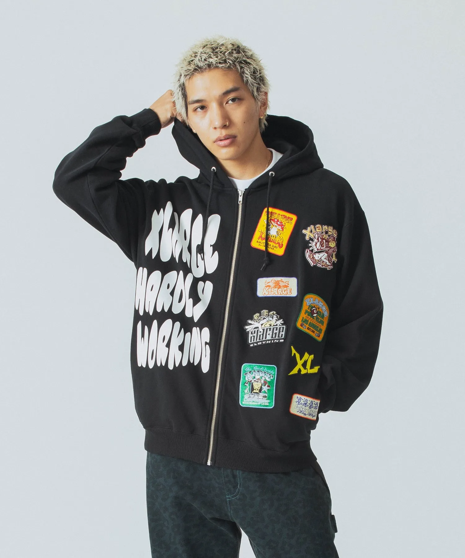 MULTI LOGO ZIP UP HOODED SWEATSHIRT