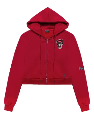 NC State Wolfpack Hype & Vice Red Wolfhead Cropped Full Zip Hooded Sweatshirt