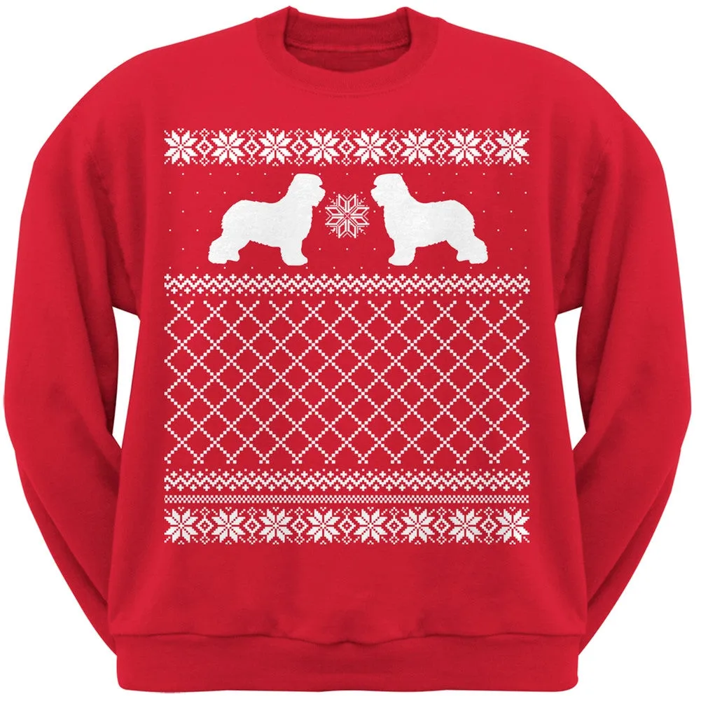 Old English Sheepdog Black Adult Ugly Christmas Sweater Crew Neck Sweatshirt