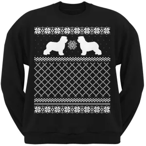 Old English Sheepdog Black Adult Ugly Christmas Sweater Crew Neck Sweatshirt