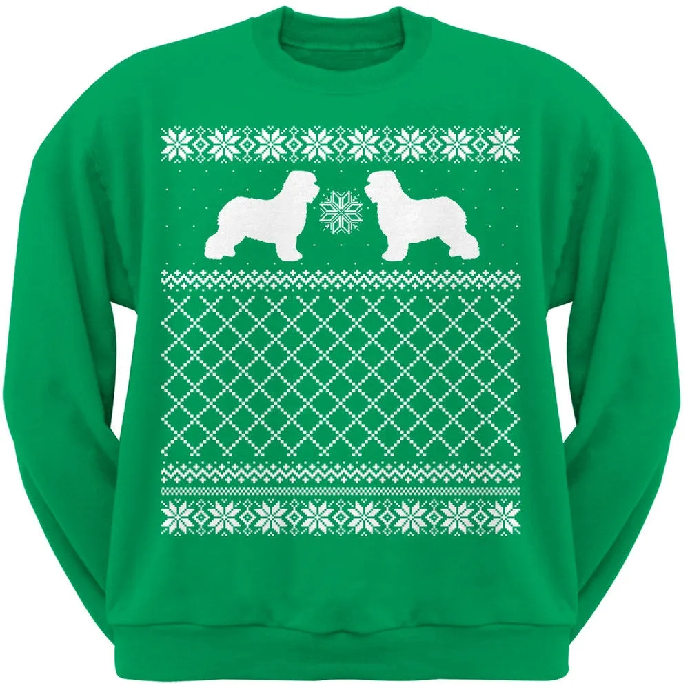 Old English Sheepdog Black Adult Ugly Christmas Sweater Crew Neck Sweatshirt