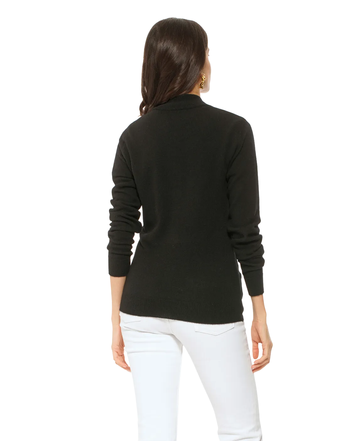 Oprah Daily - Women's Cashmere Zip Cardigan Black