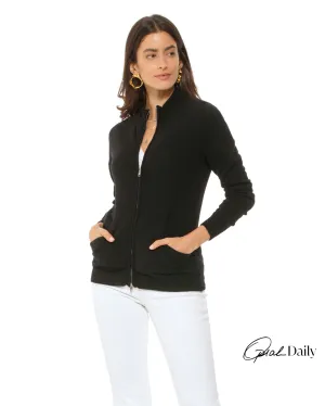 Oprah Daily - Women's Cashmere Zip Cardigan Black