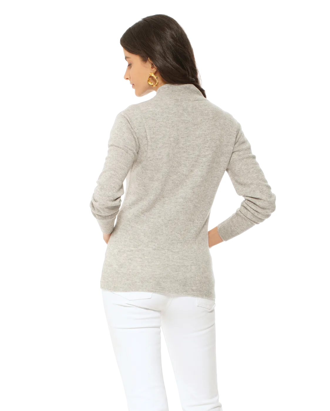 Oprah Daily - Women's Cashmere Zip Cardigan Light Grey