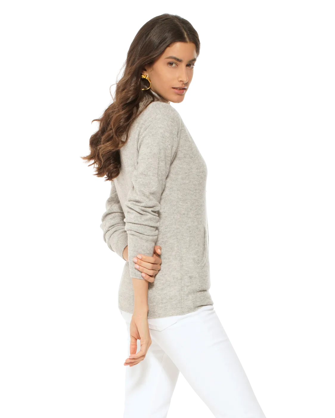 Oprah Daily - Women's Cashmere Zip Cardigan Light Grey