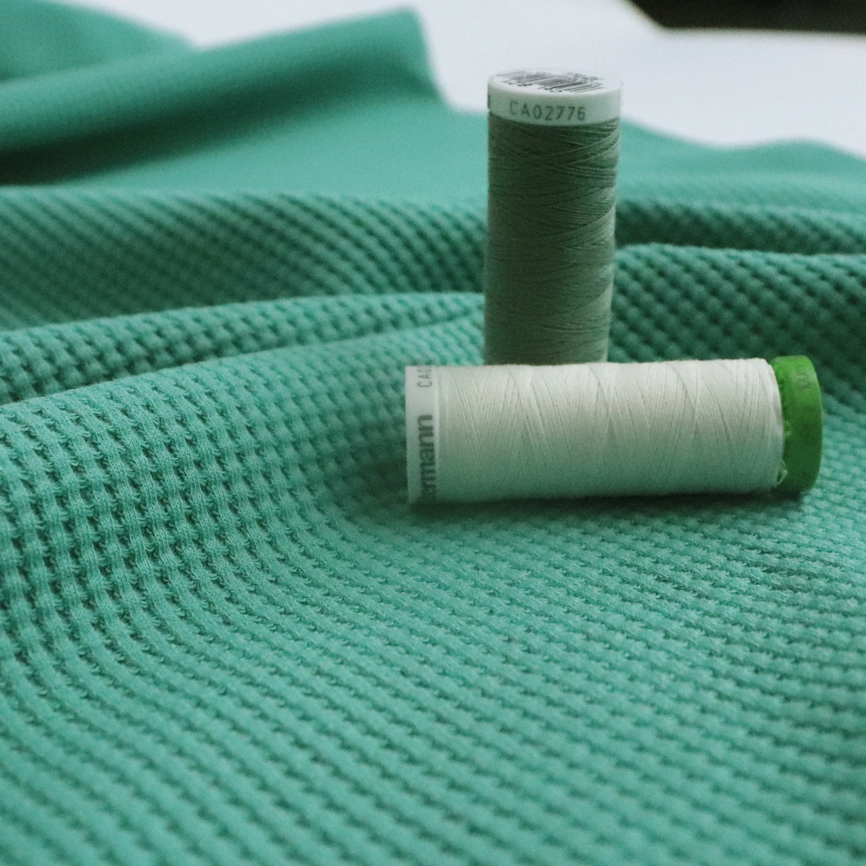 Organic Cotton Mini Waffle Jersey - Old Green