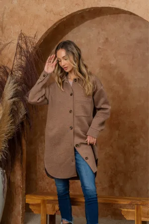 Oversized Fleece Collared Button Up Shacket